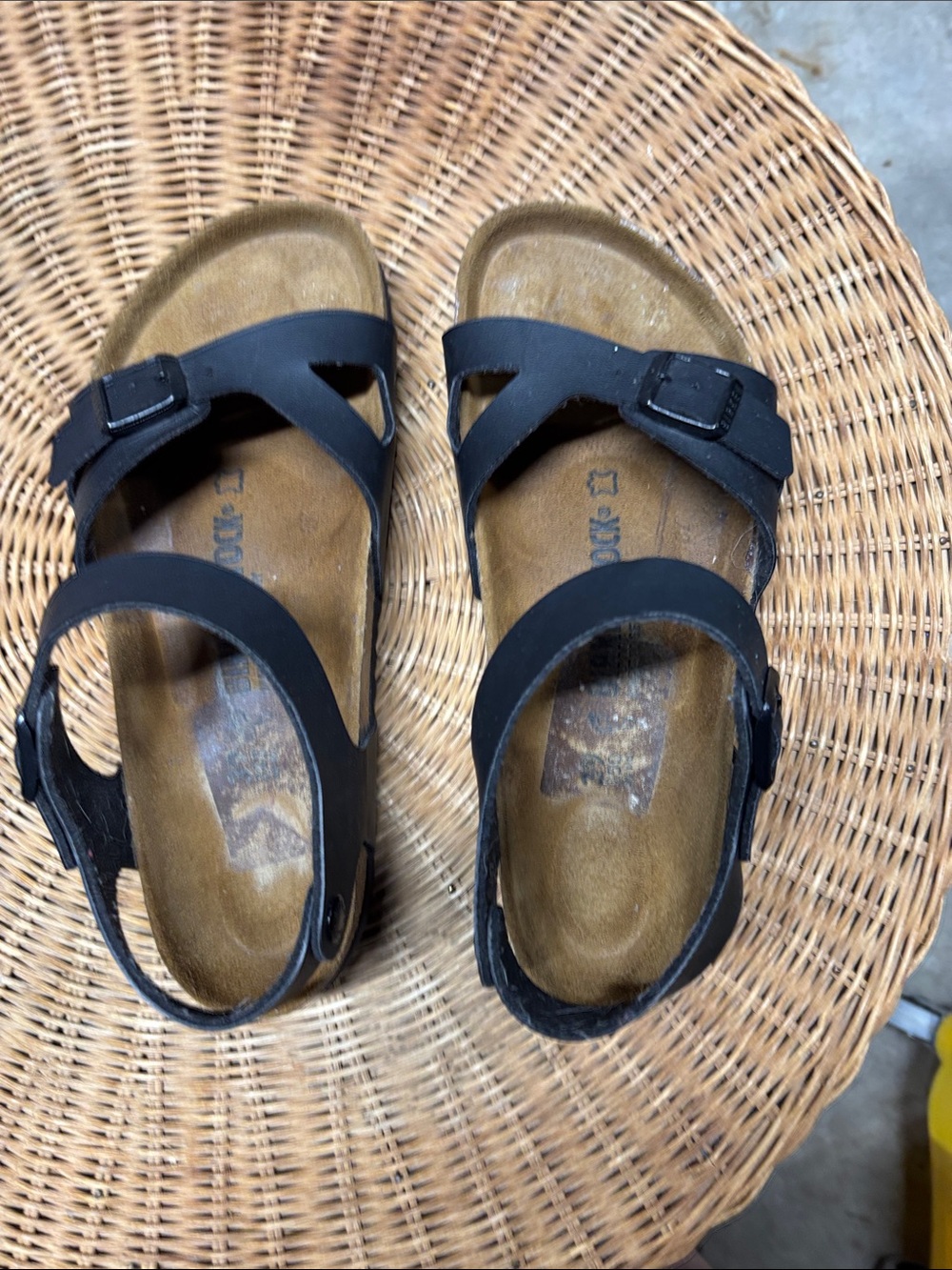 Womans black buckle Birkenstock sandals